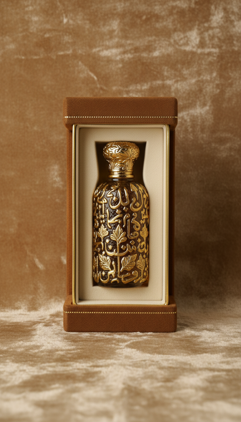 Oud Majlis attar in gold calligraphy glass