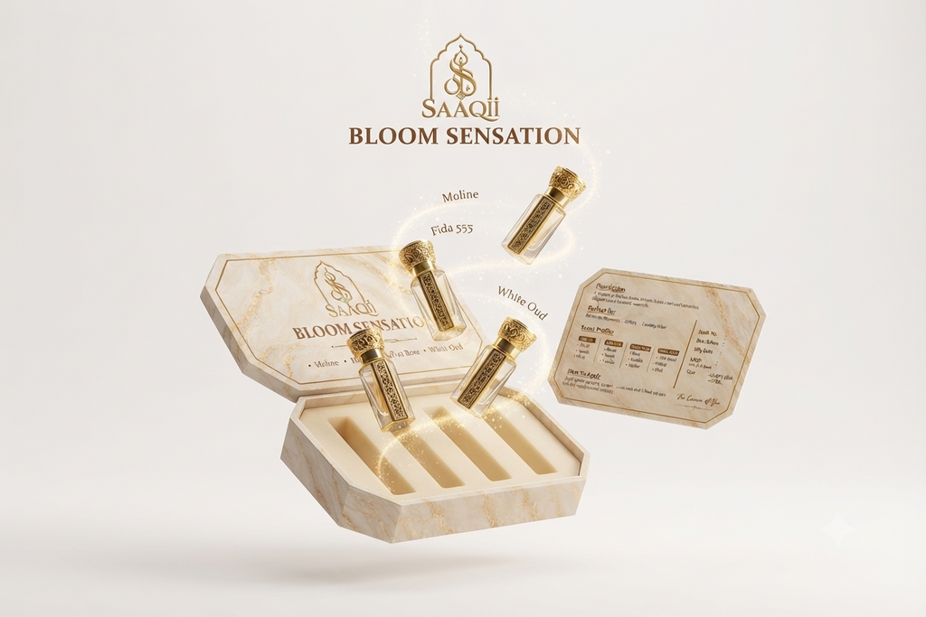 SAAQII Bloom Sensation Luxury Floral Attar Combo Set- Long-Lasting Fresh Fragrance for Men & Women (100ml)