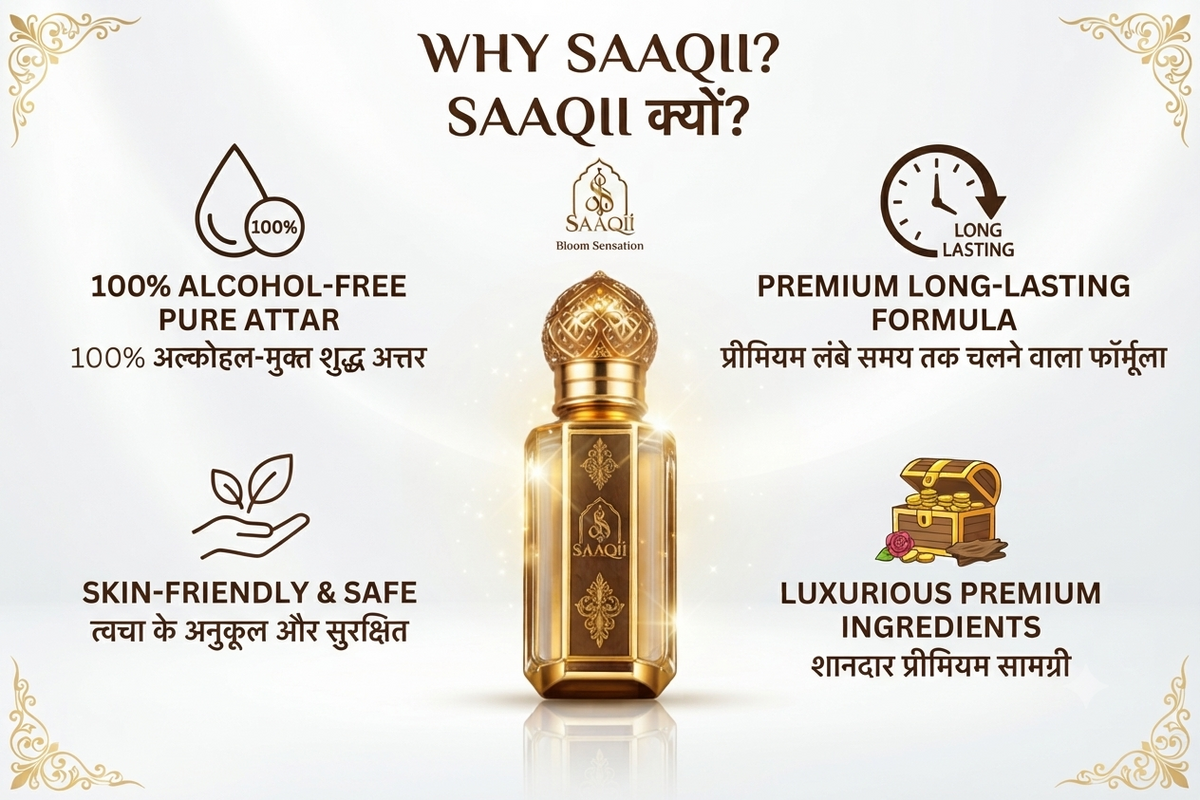 SAAQII Bloom Sensation Luxury Floral Attar Combo Set- Long-Lasting Fresh Fragrance for Men & Women (100ml)
